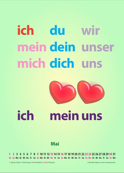 Kalenderblatt Mai des Kalenders Konkrete Poesie 2010